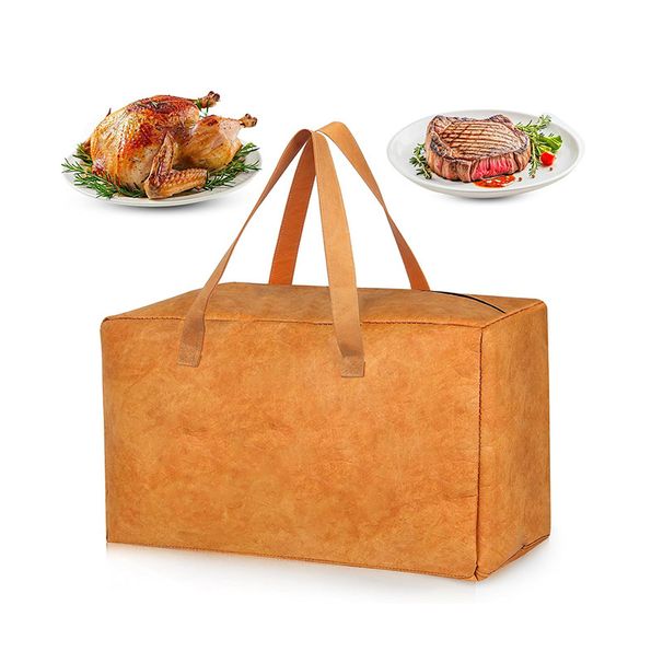 Dupont Paper Foldable BBQ Meat Resting Bag - 18x10x8.2 Inch Insulated Portable Grill Accessory (Dark Brown)_voghion.com