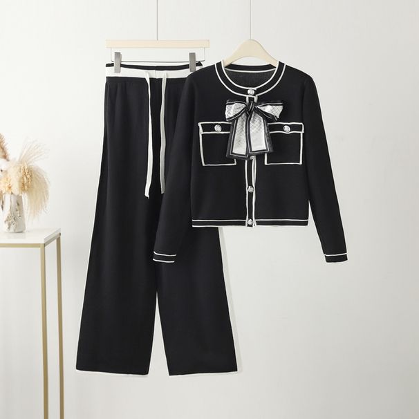 Abito maglione russo a maniche lunghe da donna, completo di pantaloni lavorati a maglia per donna_voghion.com