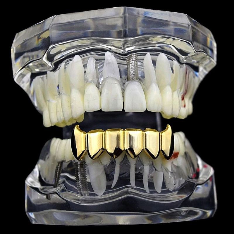 Unisex Accessoiren Gold Zahnspangen Gold Grillz dekorativ Zahnspangen_voghion.com