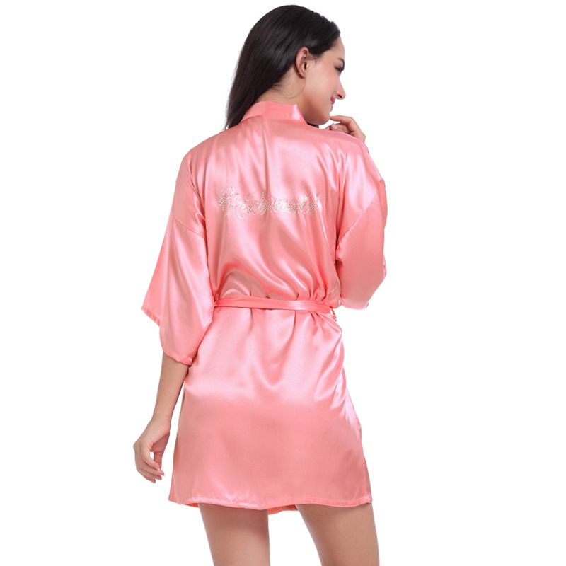Roupa íntima Casamento Irmãs Namoradas Grupo Seda Fina Cardigan Camisola Quente Diamante Dama de Honra Dama de Honra Vestido de Manhã_voghion.com