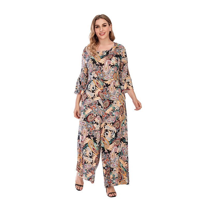 Salopetă lejeră pentru femei, mărime mare, model paisley, casual, simplu, 200 catties_voghion.com