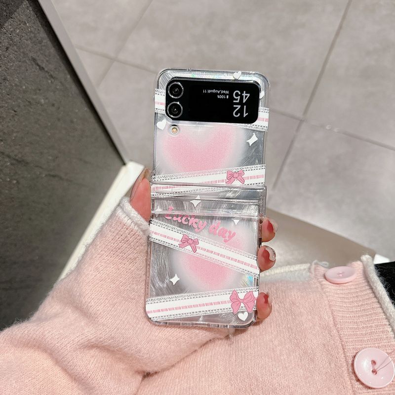 ins lace bow for Samsung zflip5 folding screen phone case GalaxyZFLIP3/4 protective case_voghion.com