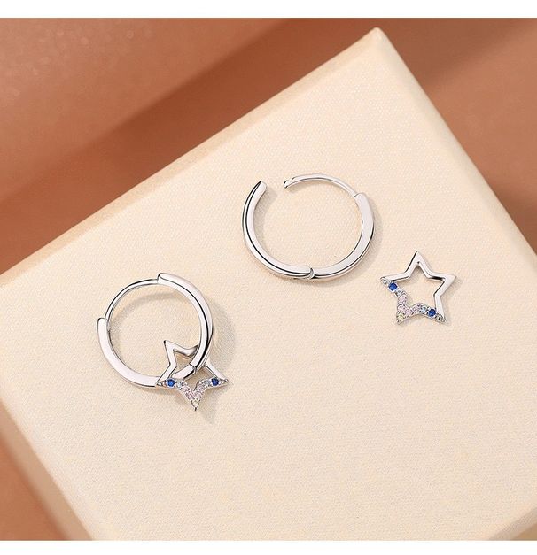 Orecchini a forma di stella con zirconi colorati e micro intarsiati per donna, stile coreano, design versatile e alla moda_voghion.com