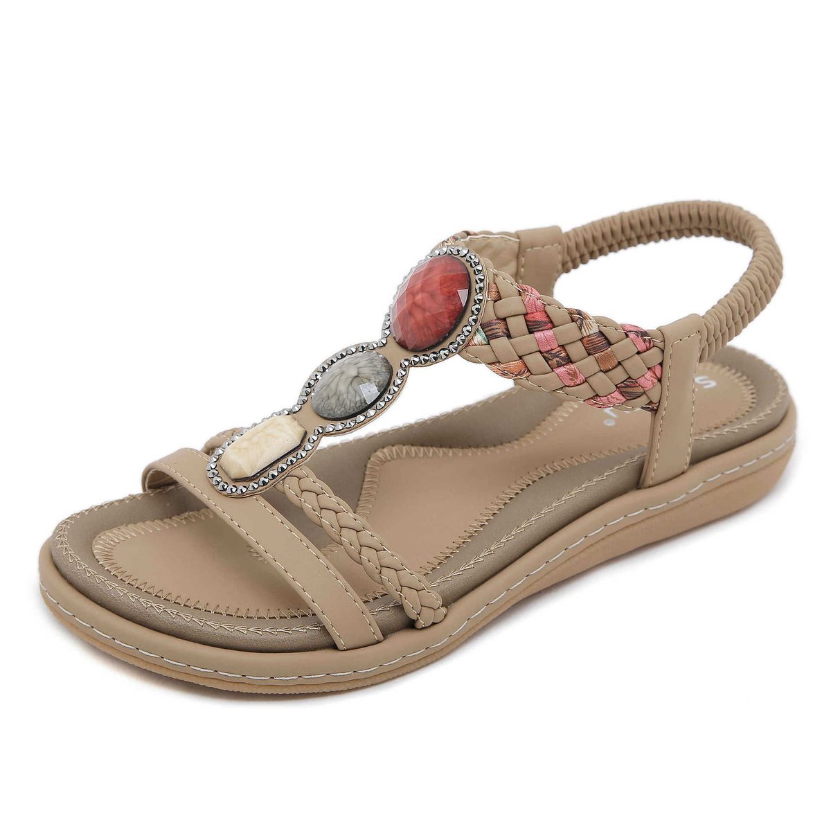 G923-1 Lente en zomer 2024 Nieuwe zachte platte sandalen Dames All-match Fashion Elastische band Lichtgewicht sandalen_voghion.com