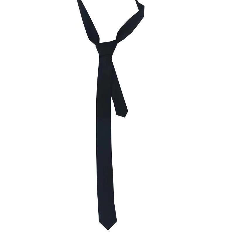 Black 4CM Korean Version Ultra Narrow Unisex Student College Style Performance Casual Hand-tied Tie_voghion.com