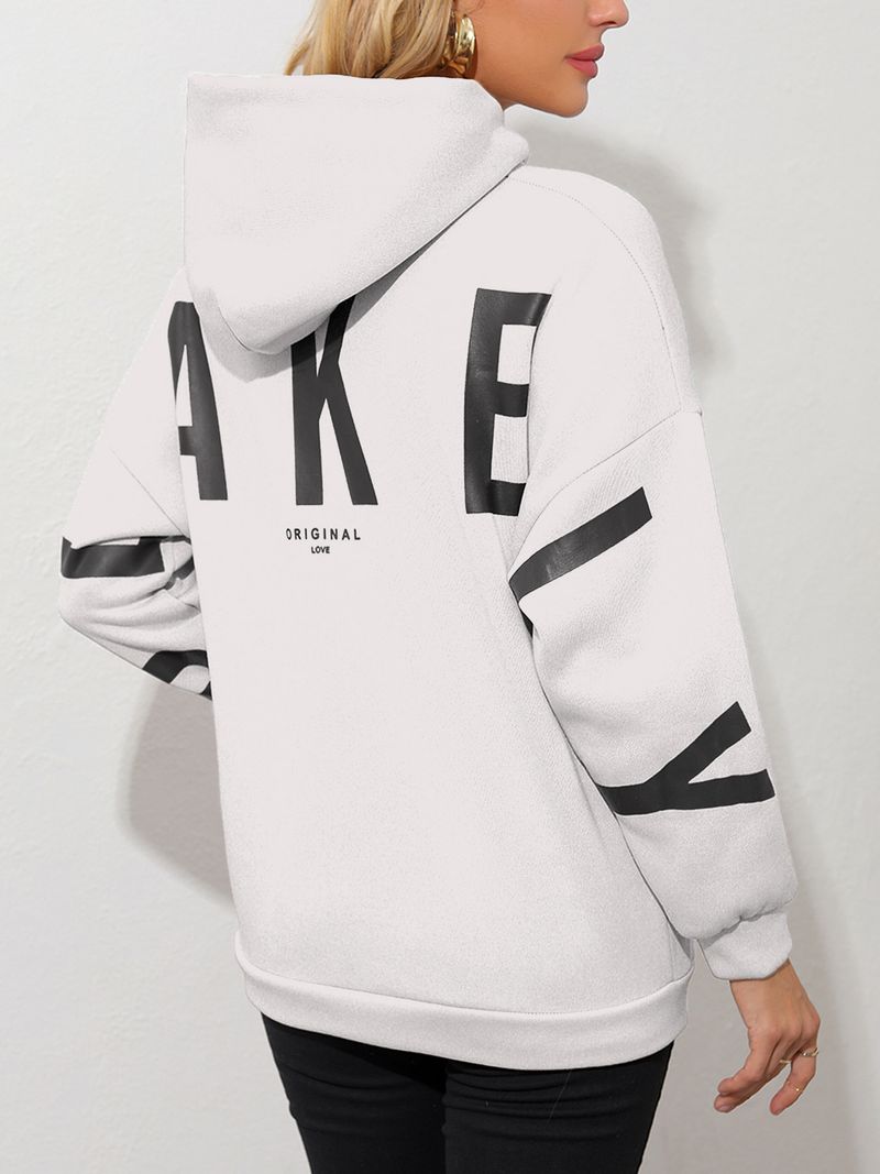 Moletom feminino com capuz solto de lã grossa e estampa de nova moda outono e inverno_voghion.com