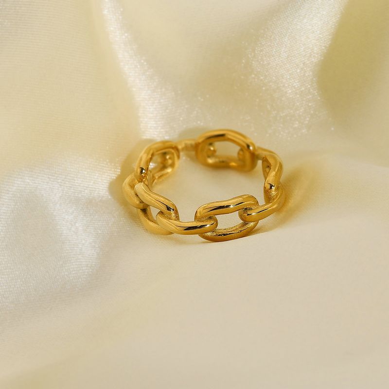 Anello in metallo da donna con catena cubana in oro e titanio cavo minimalista del 2022_voghion.com