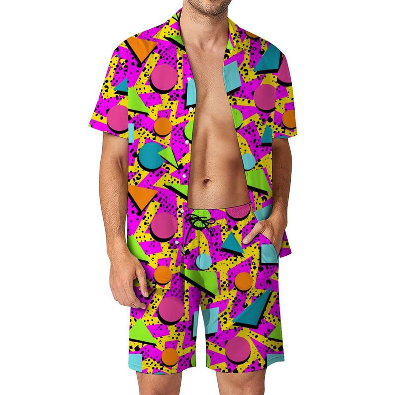 Herren Casual Shirt Anzug Hawaiian Seaside 3D Digitaldruck Strand Casual Shorts_voghion.com