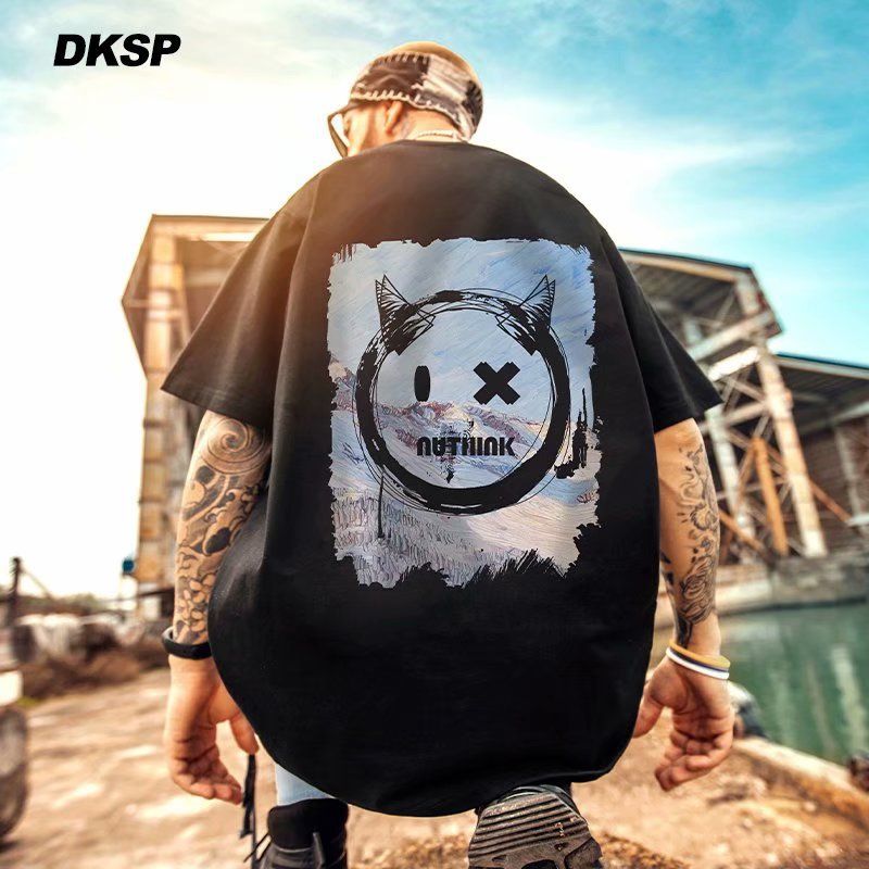 C&J T-Shirt Kurzarm Herren Große Modemarke Loose Ins Fashion Dicke Herren Sommer Plus US Halbarm_voghion.com