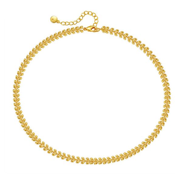 Collana con conservazione del colore placcata in oro K vero, stile Ins, collana con spiga di grano, design a forma di cuore, catena a freccia, catena a clavicola_voghion.com