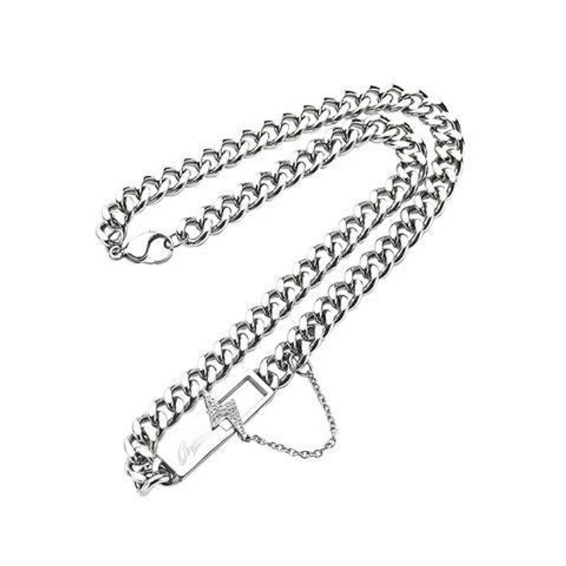 Collana con ciondolo a forma di catena cubana, stile hip-hop, stile fulmine, per uomo e donna, Zhang Yixing_voghion.com