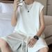 Casual Men's Sleeveless Vest Summer Thin Trendy Top Solid Color Versatile Sports Loose Two-Piece Set_voghion.com