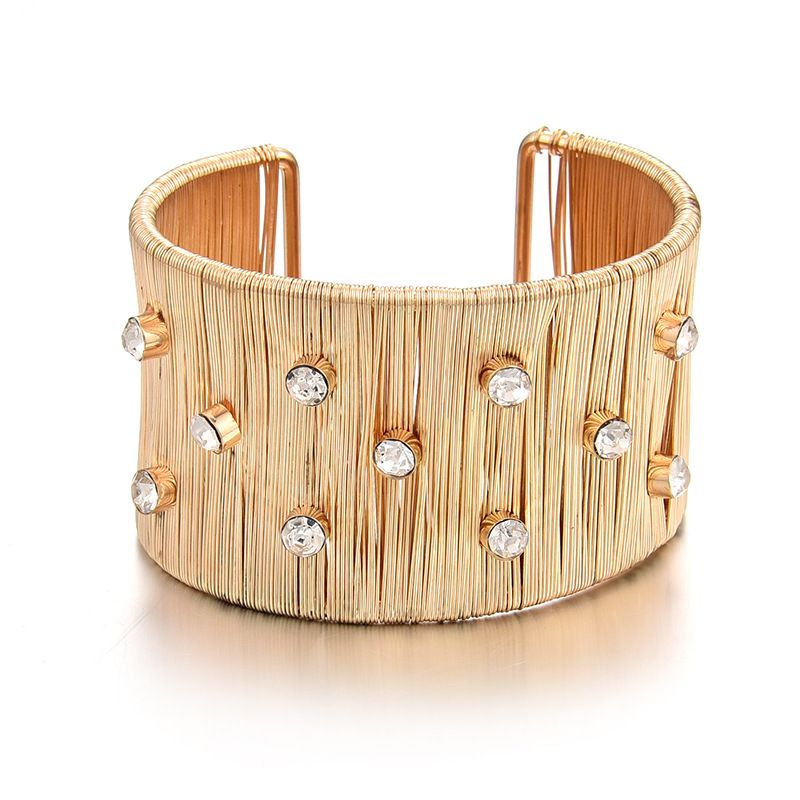 Overdreven punk strass open handgemaakte draadgewikkelde armband_voghion.com