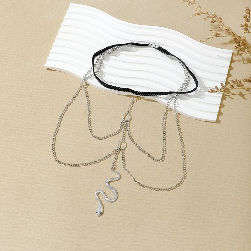 Übertrieben einfache mehrschichtige Perlenbein für Frauen Ins kreative Persönlichkeit lange Körperkette Schmuck_voghion.com