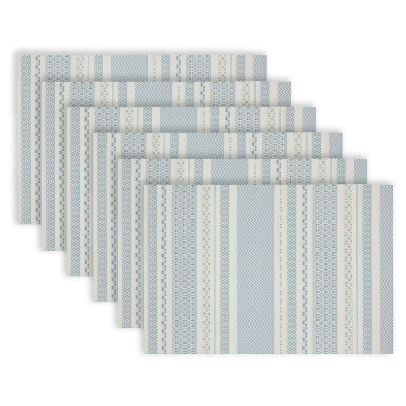 Set Of 6 Reversible Placemats – 12'x18', PVC &amp; Polyester Blend, Non-Slip, Heat &amp; Tear Resistant, Washable_voghion.com