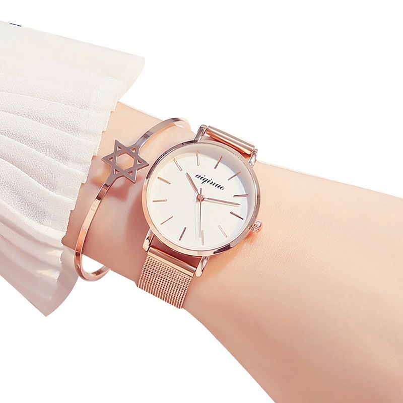 Yamaler mode femme bracelet en alliage cadran rond sans chiffres Quartz analogique montre-bracelet cadeau_voghion.com