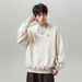 Vintage-Inspired Letter Embroidery Crewneck Sweatshirt For Men - Retro Textured Jacquard Pullover With Contrast Color Design_voghion.com