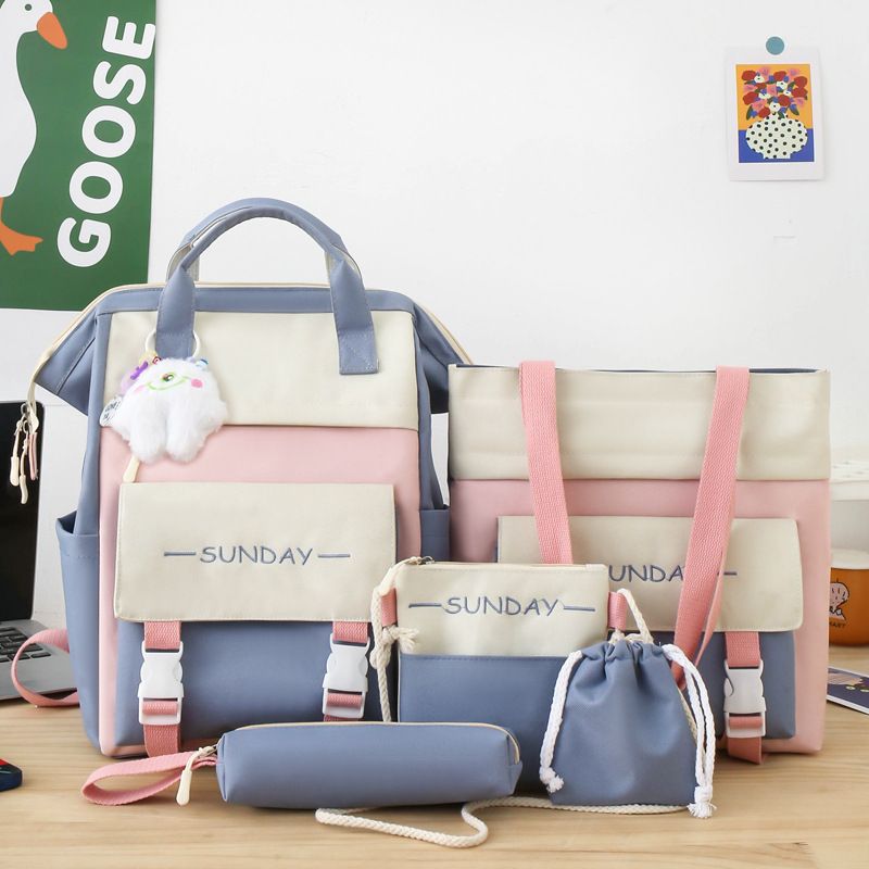 Bolsos para niños y bebés Bolso de mamá de color en contraste estilo universitario Mochila pequeña fresca estilo bosque nueva versión al por mayor mochila_voghion.com