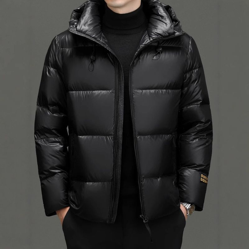 Abbigliamento da uomo Black Gold High Standard Piumino d'oca da uomo estremamente freddo spesso caldo 90 piumino d'oca corto con cappuccio staccabile giacca da uomo coppia_voghion.com
