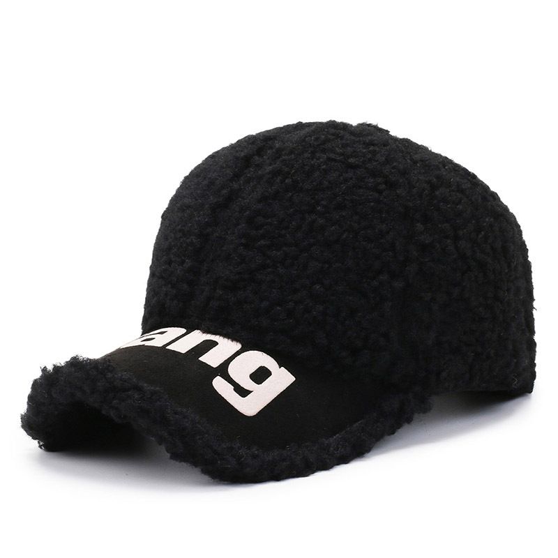 Hat women's autumn and winter simple fashion baseball cap male  all-match wool lamb outdoor casual winter cap_voghion.com