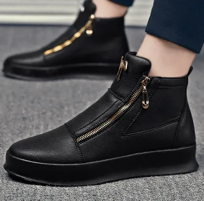 Scarpe da uomo alla moda estate 2023 nuove scarpe alte traspiranti in pelle scarpe casual bianche con suola spessa sneakers alte da uomo_voghion.com