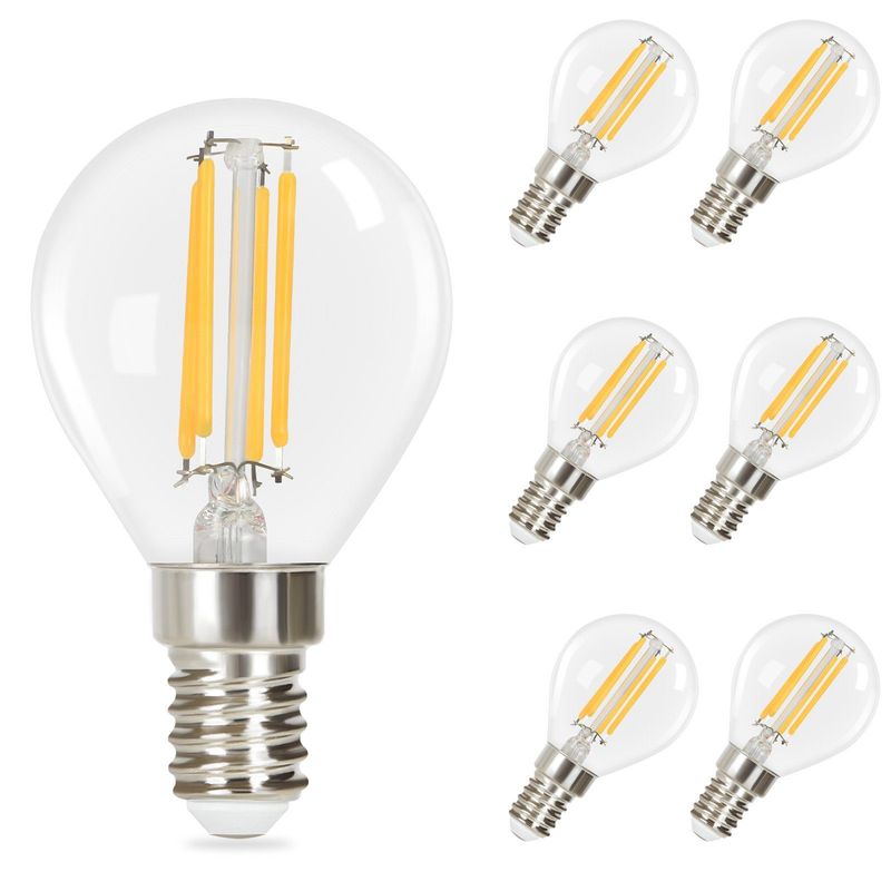 6er LED Glühbirne Lampe: E14 Vintage Edison Glühlampe Warmweiß Filament Leuchtmittel G45 2700K Bulbs 4W_voghion.com
