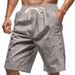 American Style Linen For Men Loose Beach Breathable Striped Jacquard Drawstring Five-Point Men's Casual Shorts Summer_voghion.com