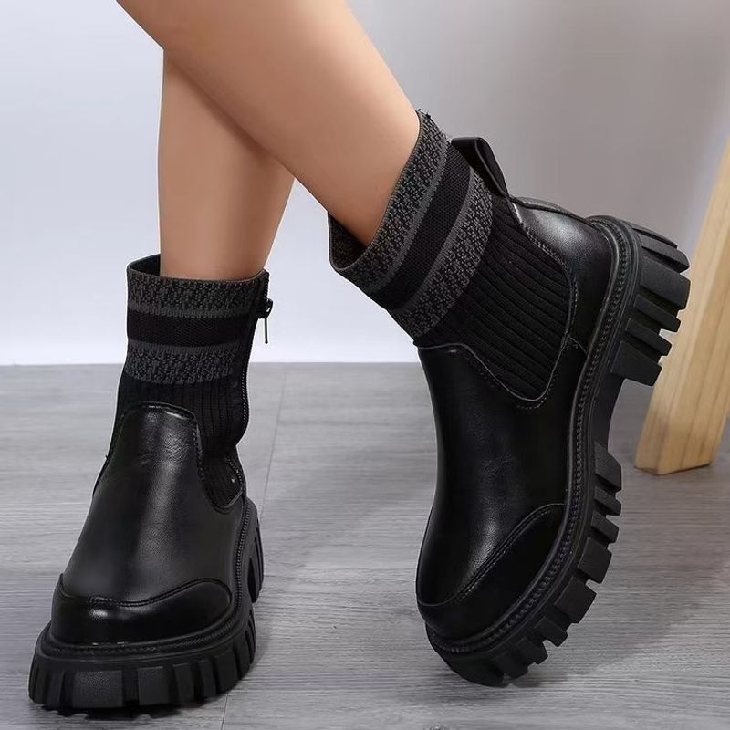Pantofi de damă de mărime mare, cizme plate, cizme scurte, cizme de zăpadă casual cu cap rotund și jos_voghion.com