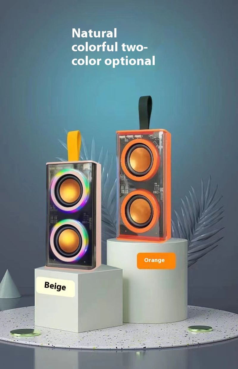 Transparent Mech PT08 Dual Speaker Creative Colorful Mode K07.K08 Small Steel Cannon Bass Diaphragm Sound System/_voghion.com