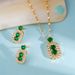 Jewelry Emerald Necklace For Women Light Luxury High-end Full Diamond Women's Earring Set_voghion.com