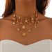 Halskette Damen Goldene Halskette Anhänger Halskette Goldschmuck Persönlichkeit Bowknot Perle Layered Beach Alloy Anhänger Halskette_voghion.com