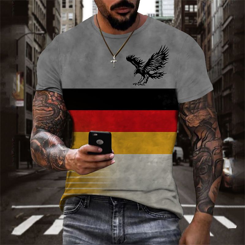 Europa und die Vereinigten Staaten Sommer-Herren-Kurzarm-T-Shirt-Trend 3D-Slim-Boys-Oberteil mit Rundhalsausschnitt_voghion.com