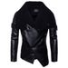 Mode-Herren-PU-Lederjacke mit Samtfutter – Asymmetrisches Design, Wintertauglicher Bikermantel (S-XXL, Schwarz/Braun)_voghion.com