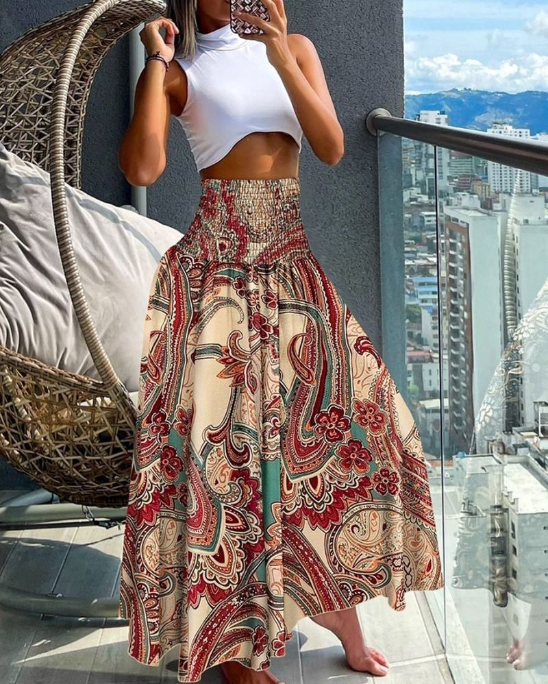 Women's Hot Summer Fashion High-waisted Slim Print Dresses For Women_voghion.com