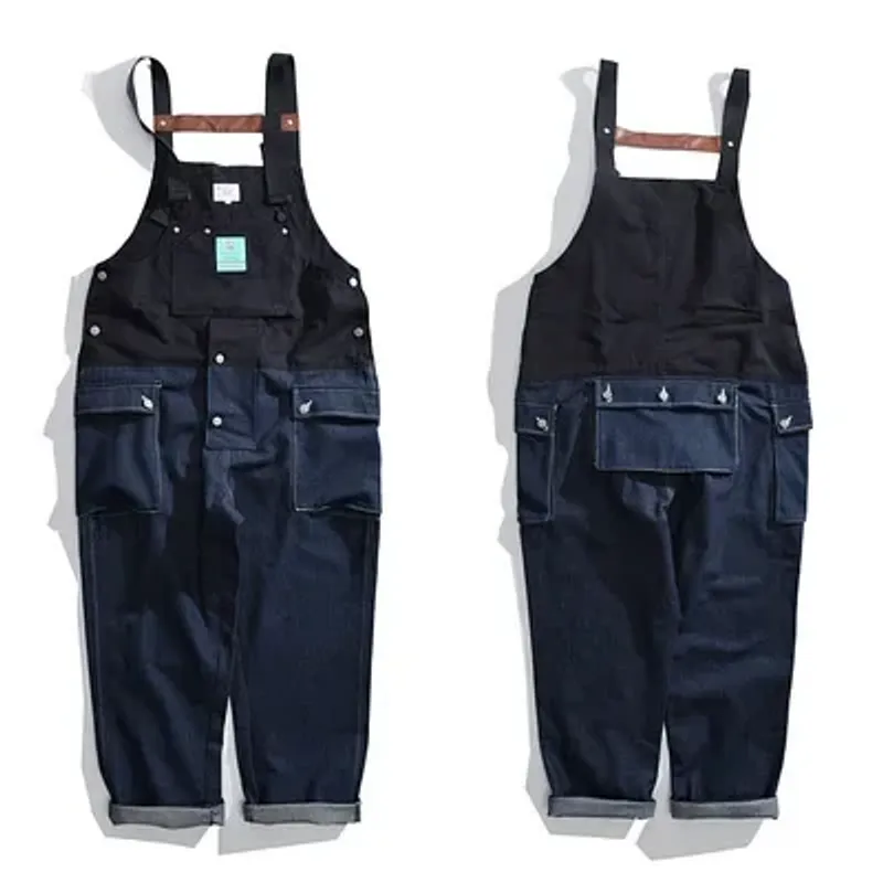 Herren Jeans Farblich passende Overalls Mode Herren Hosenträgerhose Overalls Daddy Pants Denim Pants Herren Strampler Casual Baggy Jeans_voghion.com