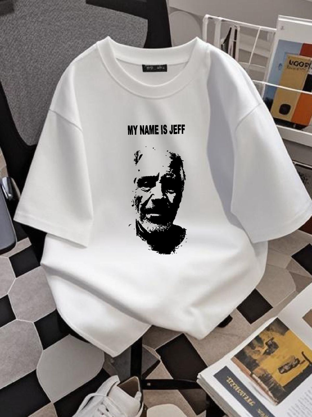 Camiseta "Mi nombre es Jeff", divertida, informal, transpirable, suave, con gráficos para uso diario, ropa de calle versátil y elegante para hombre, ropa de diseñador unisex._voghion.com