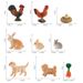 Utenrikshandelssimulering solid dyrescenemodell høne kylling golden retriever kanin fjærkre gård liten pakke_voghion.com