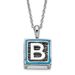 Sentimental Expressions Polished & Antiqued Blue Enameled & CZ Family Building Blocks Necklace_voghion.com