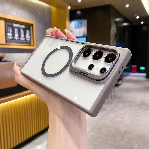 4-in-1-Telefonhülle für S23Ultra mit magnetischem Ständer, Linsenschutz und gehärteter Bildschirmfolie, aus hartem Acryl und TPU-Materialien, stoßfeste Rückplatte_voghion.com