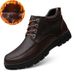 High Top Leather Shoes Gentleman's Casual Layer Large Size Fleece Boots_voghion.com