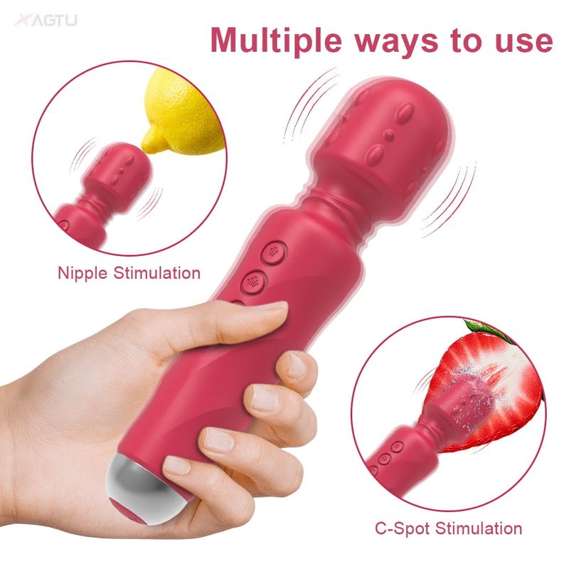 XBONP Mini massaggiatore personale a bacchetta per donne, 20 modalità di vibrazione, 8 velocità, massaggiatore per il corpo senza fili, ricaricabile tramite USB, per schiena e collo_voghion.com