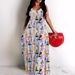 Women's Floral Print Deep V Neck Maxi Dress - Elegant Sleeveless High Waist Summer Dress With Pockets,Women's Clothing_voghion.com