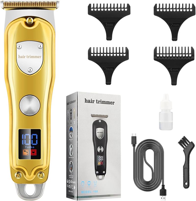 Professioneller kabelloser Haarschneider für Männer, wiederaufladbarer Bartschneider aus Metall, Friseurschneider, ideales Geschenk für Männer und Väter_voghion.com