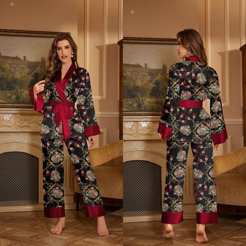 Pijamale de mătase noi pentru femei, pijamale de toamnă cu mânecă lungă, elegant, de culoare gheață, pentru casă, din două piese_voghion.com