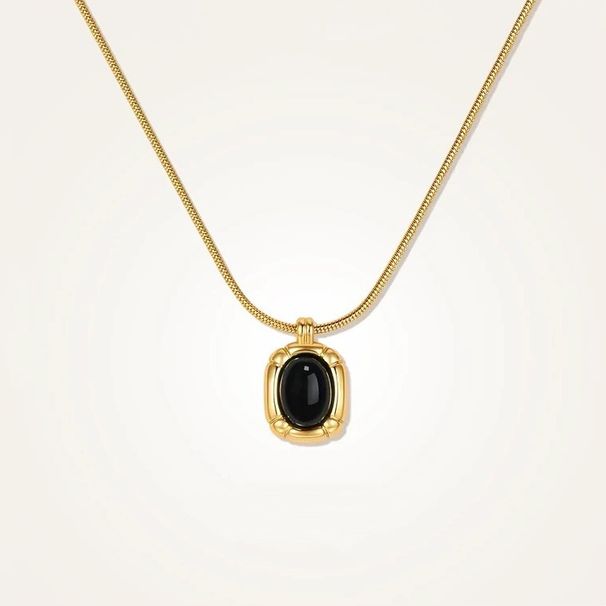 Gioielli da donna Good Reunion Forward Collana in agata nera e oro Accessori impilabili Catena in osso di serpente leggera di alta qualità_voghion.com