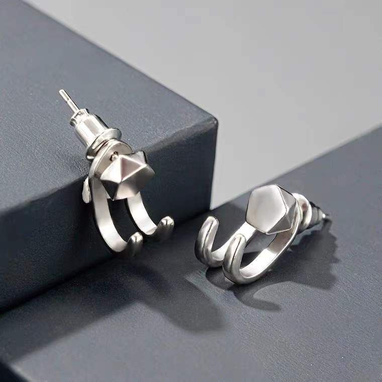 New Geometric Hook Combination Fashionable Cool Cover Personalized Men's Advanced Elegant Duffian Handsome Earrings_voghion.com