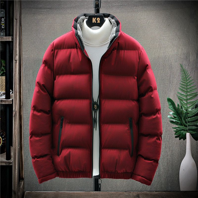 Abbigliamento da uomo Cappotto di cotone ispessito, cappotto caldo da uomo, giacca di cotone, cappotto di cotone alla moda, colletto rialzato, cappotto di cotone di grandi dimensioni_voghion.com