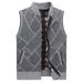 Men's Sweater Vest With Patterned Zipper And Fleece Thickened Knit Vest Baseball Collar Sleeveless Casual Coat For Men_voghion.com
