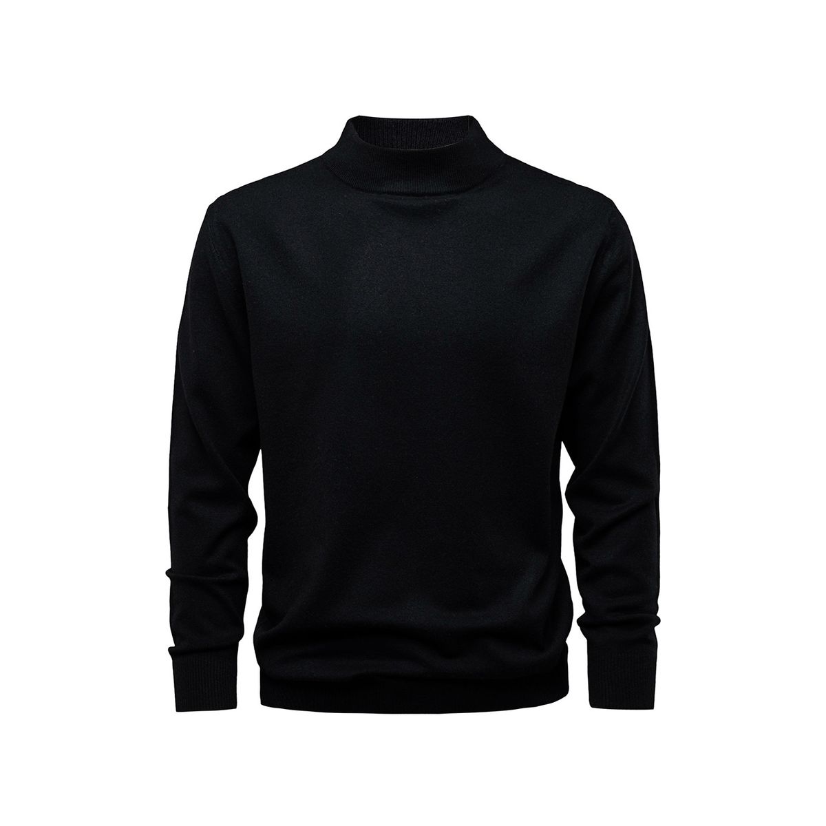 Herren-Wollpullover mit Stehkragen – einfarbiges, locker geschnittenes Strickoberteil für Herbst und Winter_voghion.com