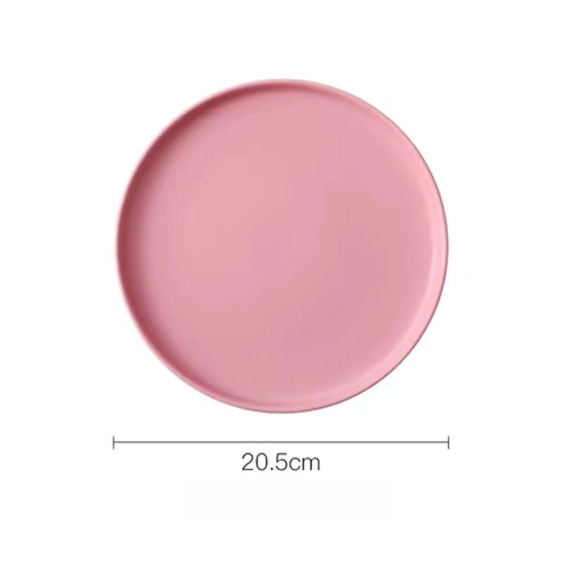 Nordic INS Style Glazed Tableware Home Steak Dish Internet Celebrity Ceramic Simple Western Dining Round Plate Knife_voghion.com